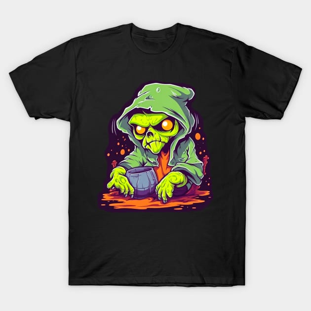 Eerie Halloween Ghoul Art - Spooky Season Delight T-Shirt by Captain Peter Designs